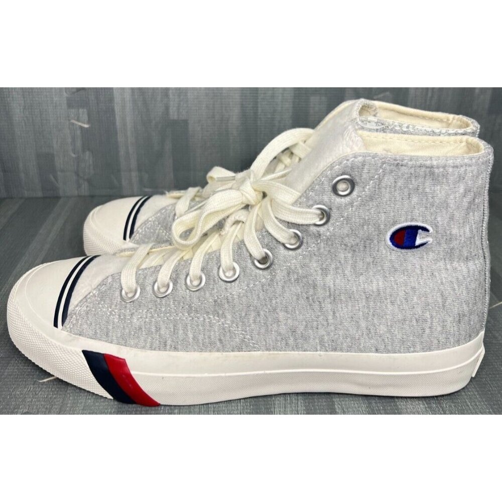 Champion Pro-Keds Hi Top Sneaker Shoes Gray Men’s Sz 7.5 Reverse Weave - Picture 3 of 8